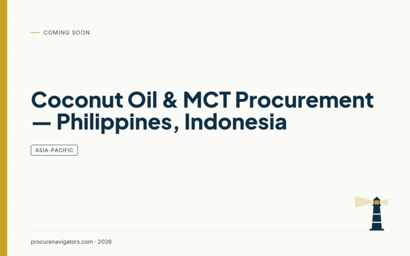 Coconut Oil & MCT Procurement — Philippines, Indonesia — Coconut oil and MCT sourcing from South-East Asia: supplier landscape and price drivers.