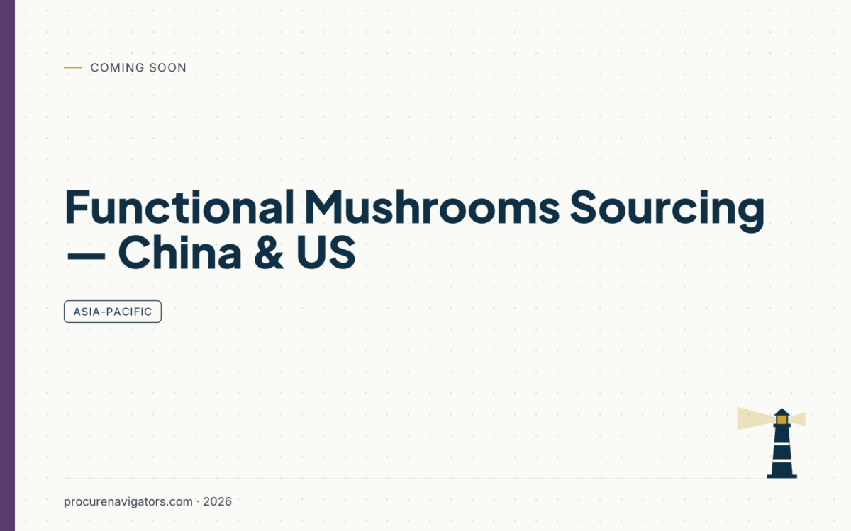 Functional Mushrooms Sourcing — China & US — Reishi, lion’s mane and the rest: supplier landscape and quality risks.