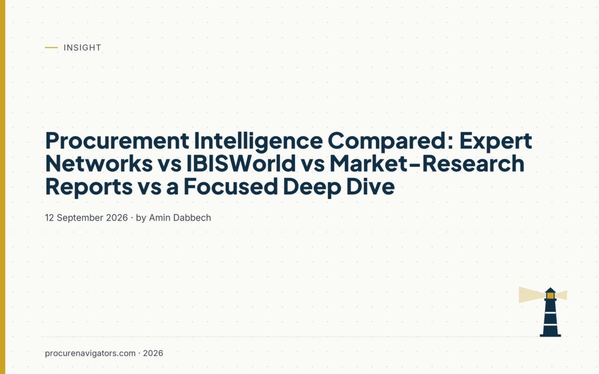 Procurement Intelligence Compared: Expert Networks vs IBISWorld vs Market-Research Reports vs a Focused Deep Dive