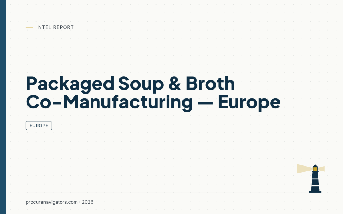 Packaged Soup & Broth Co-Manufacturing — Europe — Who makes Europe's private-label soup, where the capacity is, and which co-mans are next on PE's shopping list.